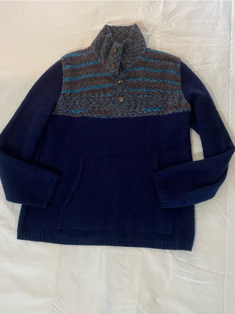 Missoni goat cashmere Men's Navy Half-Button Pullover Sweater size 52 L XL